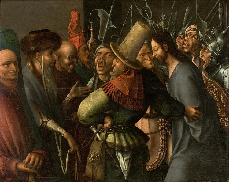Christ before Pilate, by Unknown, oil, 1550