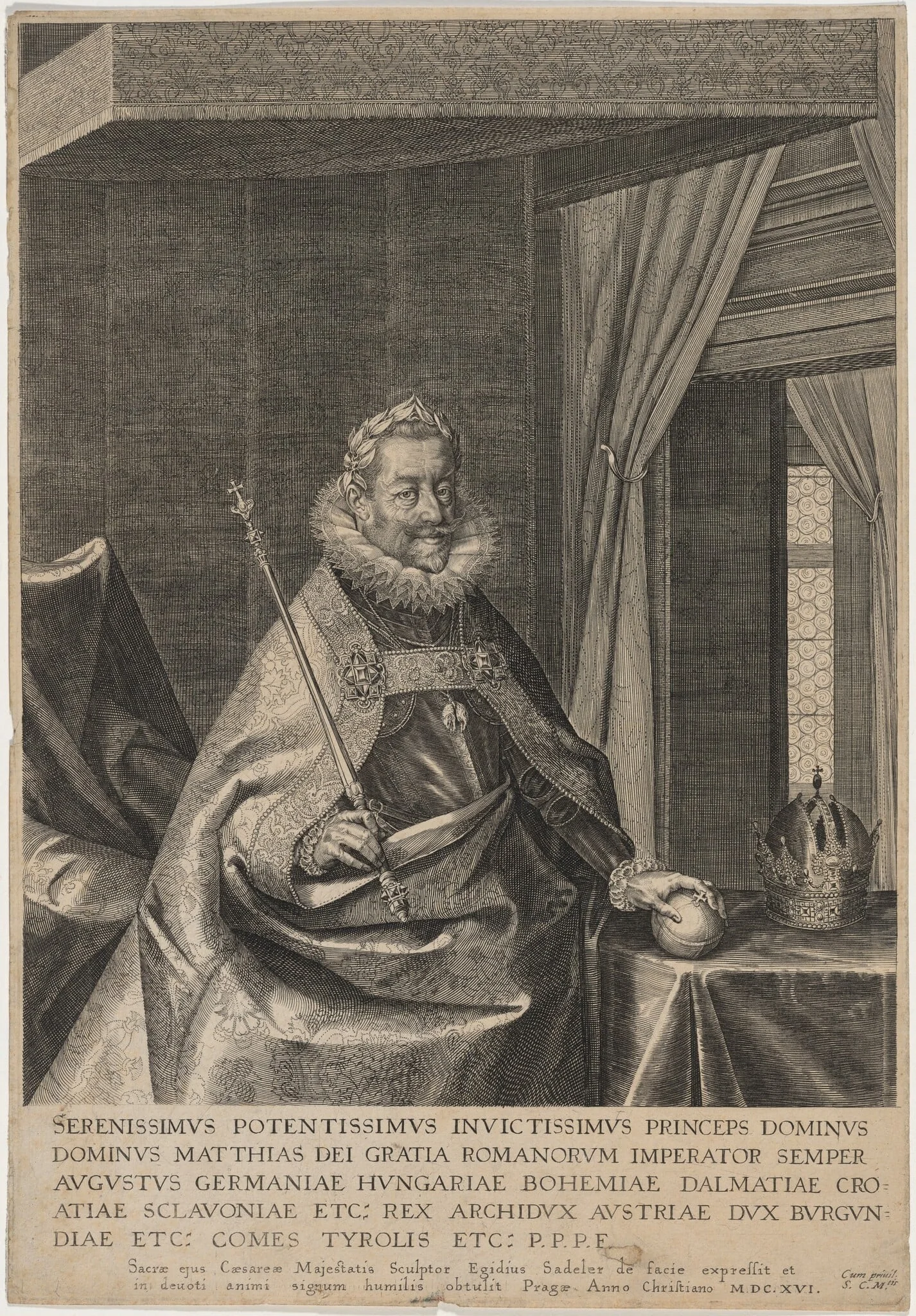 Matthias, Roman Emperor, by Aegidius Sadeler II, ink, 1600