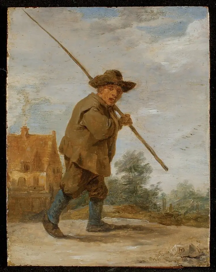 A Peasant carrying a Rod over his Shoulder