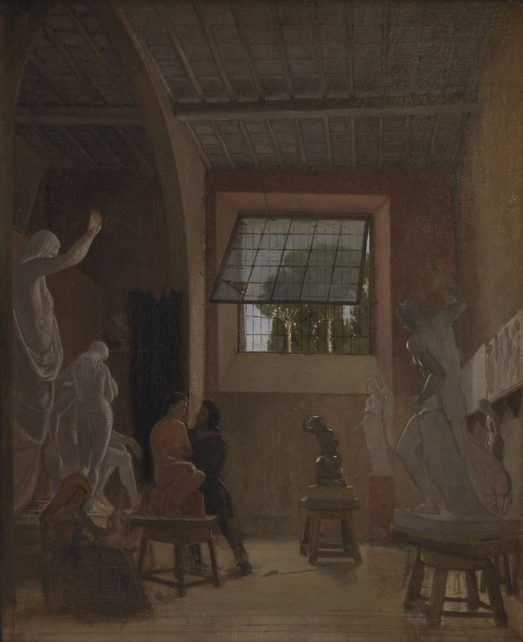 The Sculptor Jens Adolph Jerichau in his Studio in Rome, by Unknown, 1871