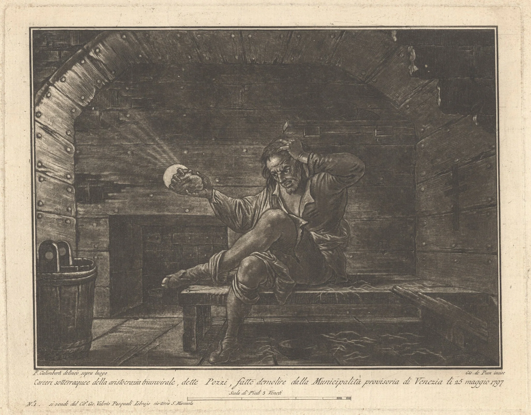 Underground Prisons, Known as "the Wells", by Giovanni De Pian, ink, 1797