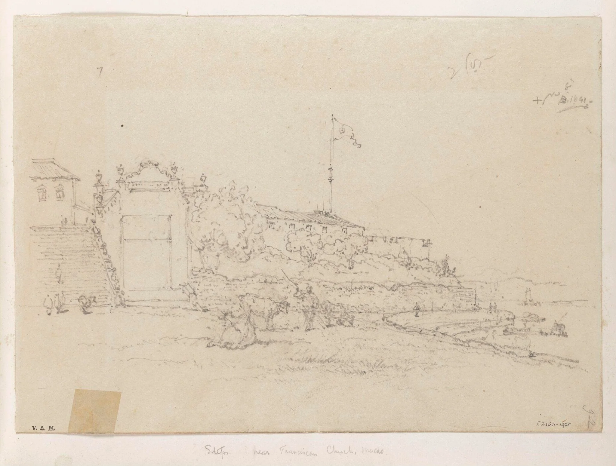The church of S. Francisco and the adjacent fort, Macau, by George Chinnery, 6