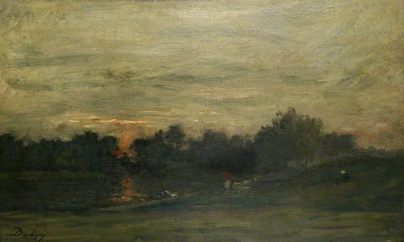 Landscape: Sunset, by Charles François Daubigny, oil, 1857