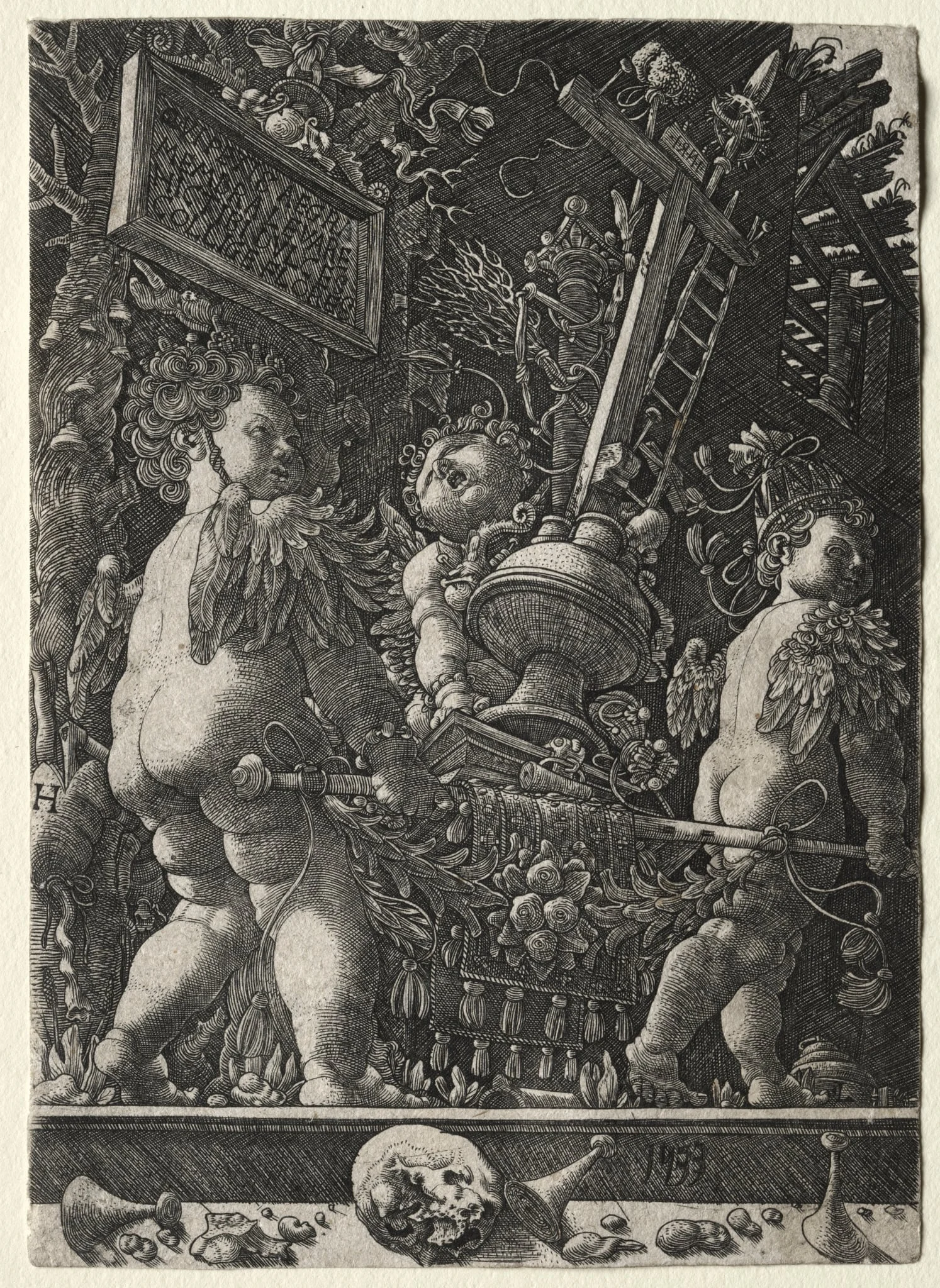 Angels Carrying the Emblems of the Passion, by Master H. L., 1533