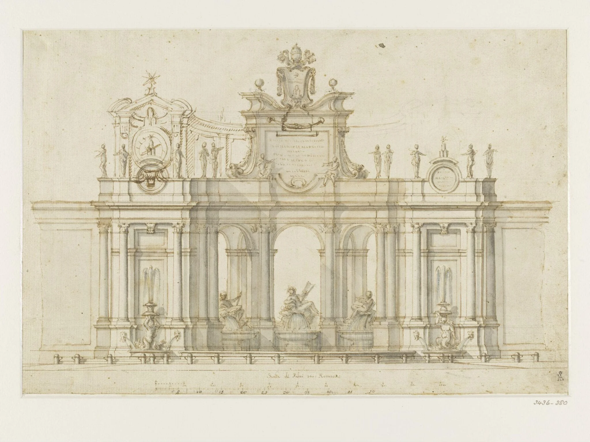 Drawing of a Roman fountain