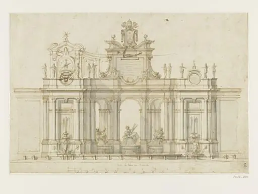 Drawing of a Roman fountain