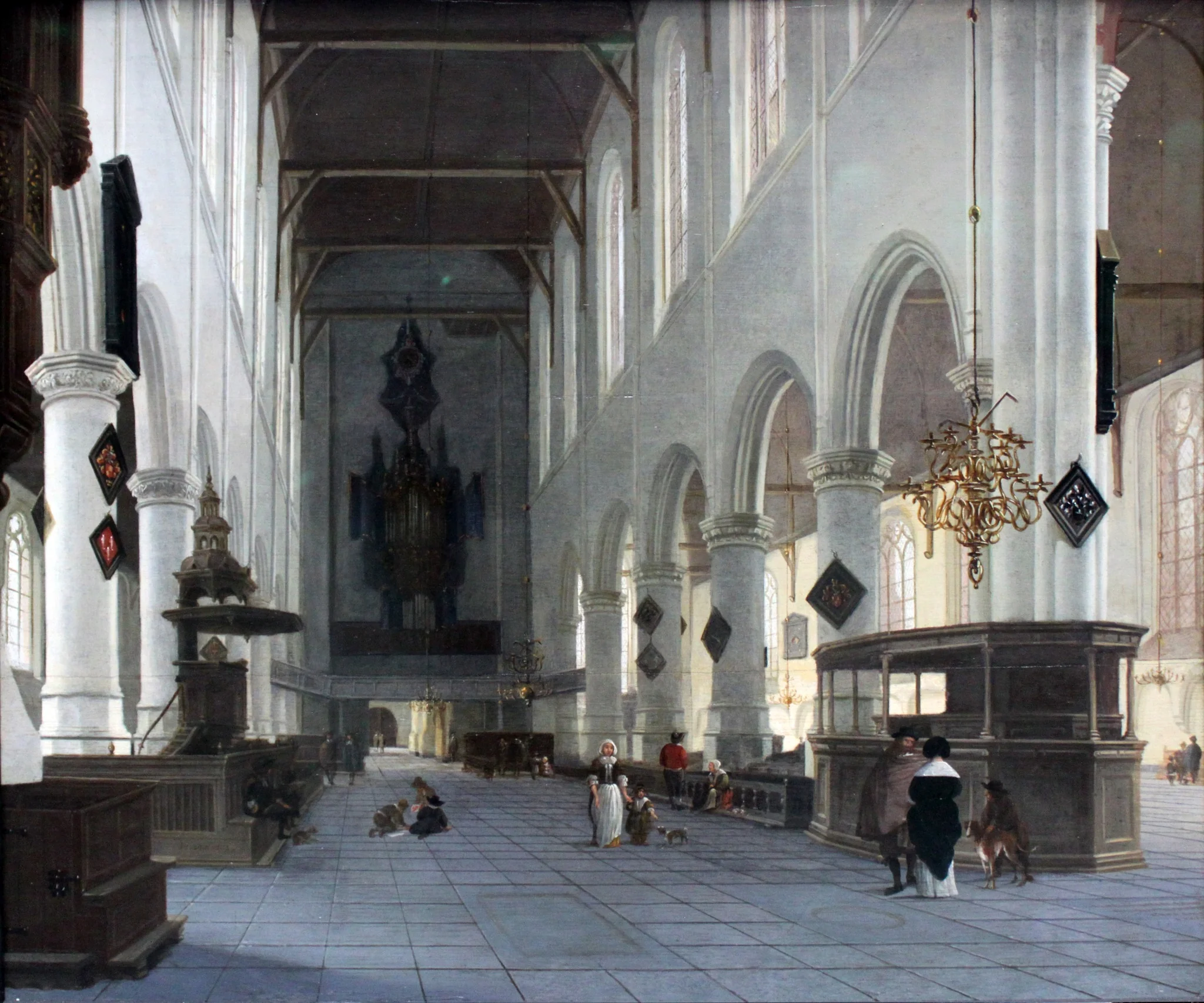 The Interior of the Oude Kerk in Delft, by Hendrick Cornelisz. van Vliet, oil, 1661