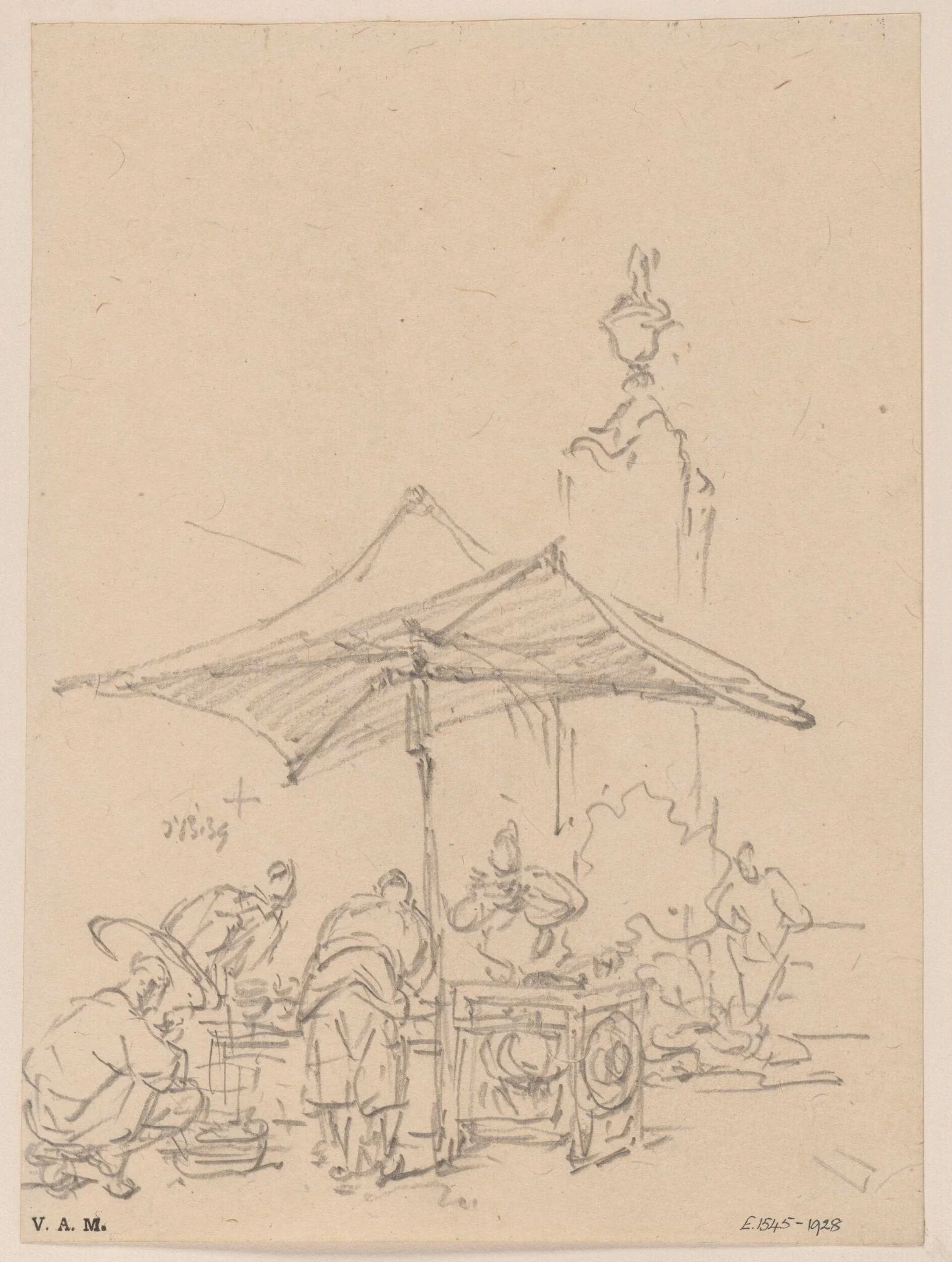 Chinese figures at a food stall