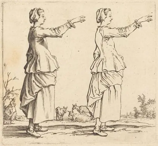 Peasant Woman, in Profile, Facing Right, with Arm Extended