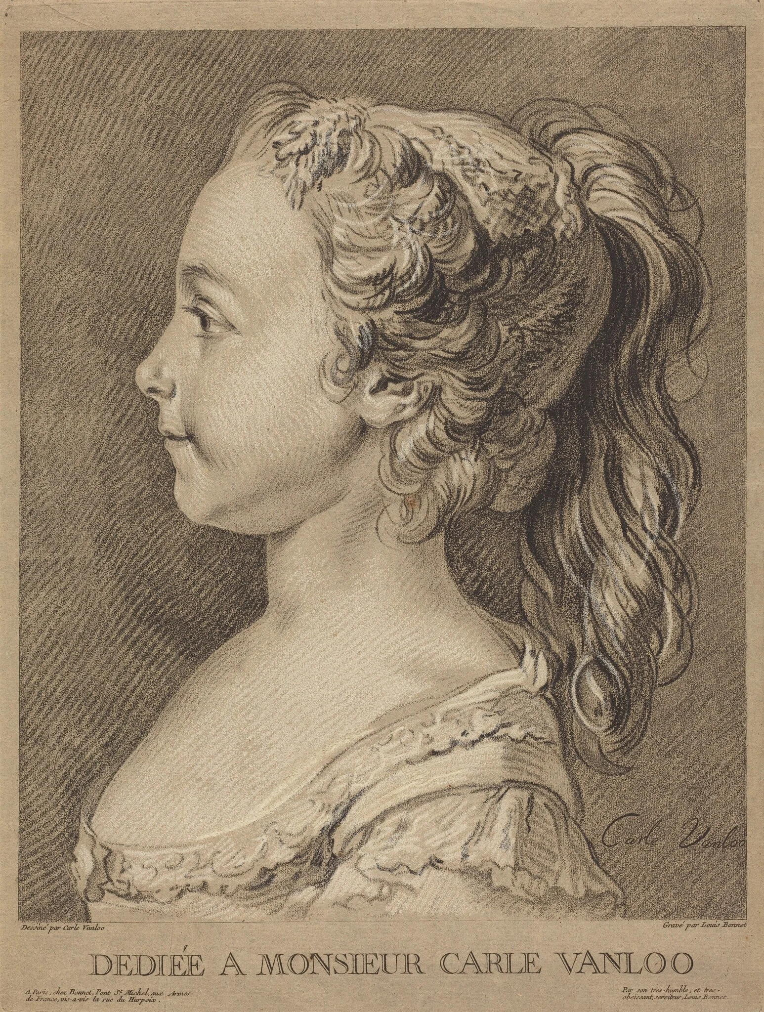 Marie-Rosalie Vanloo, by Louis-Marin Bonnet, chalk, 1764