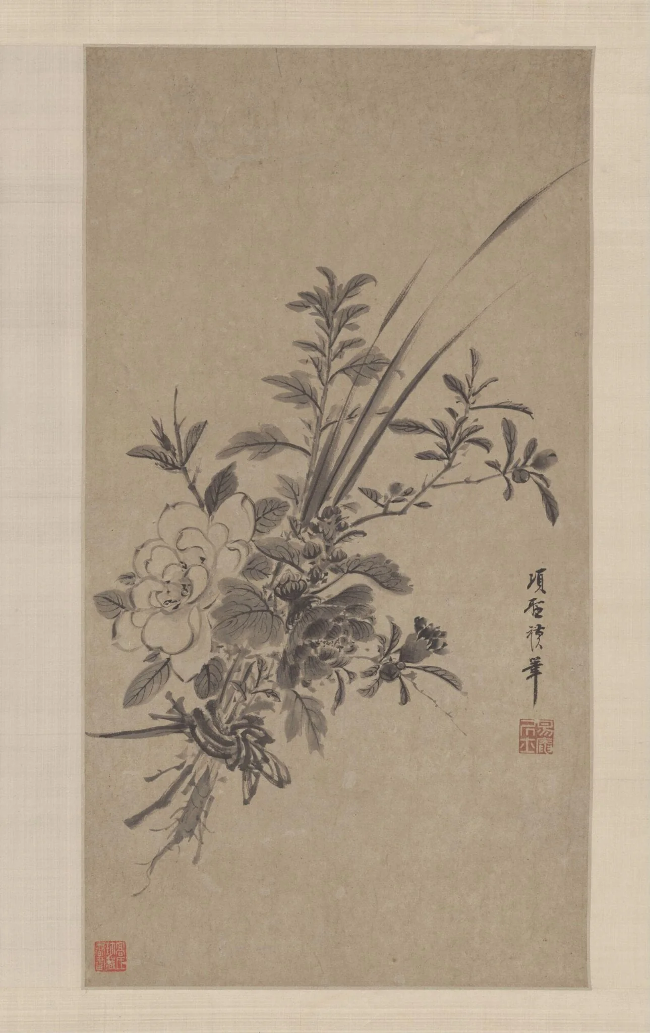 Bunch of Flowers With Calamus, by Xiang Shengmo, paint, 1597