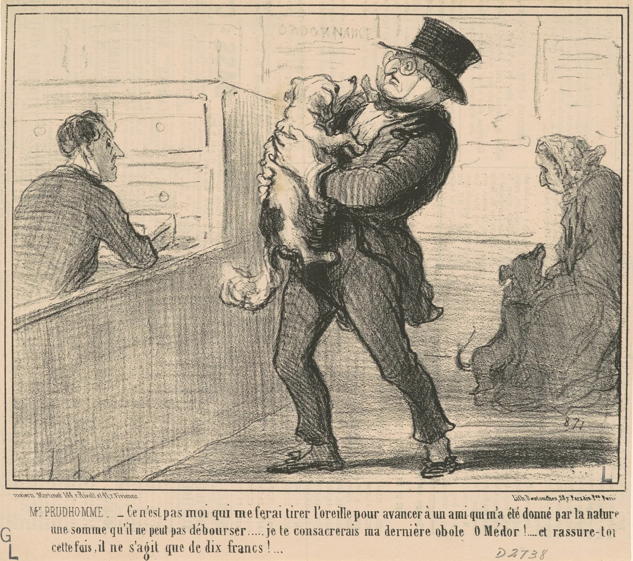 Mr Prudhomme...ce n'est pas moi qui me ferai ..., by Honoré Daumier, ink, 1856
