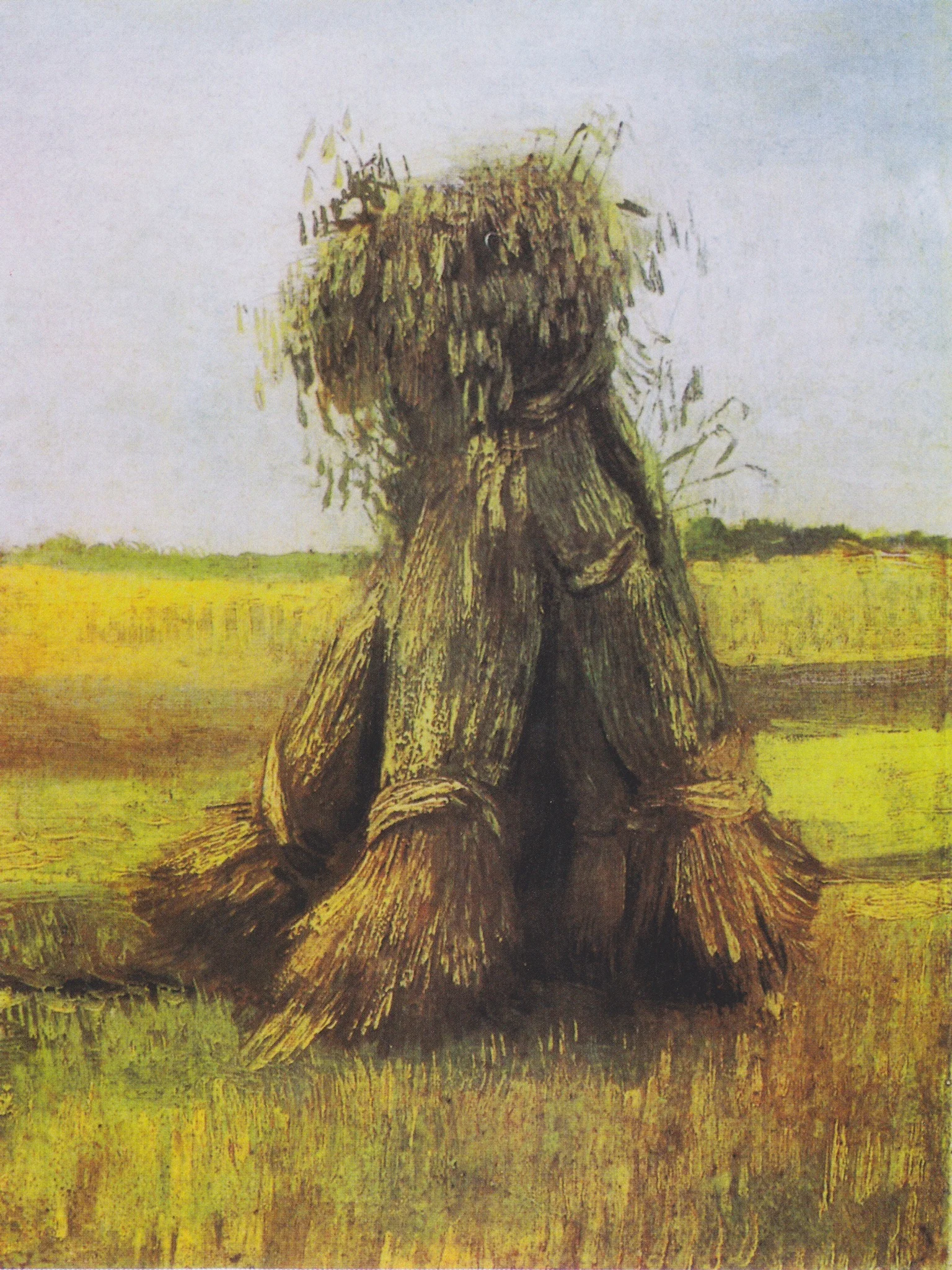 Sheaves of Wheat in a Field, by Vincent van Gogh, oil, 1885