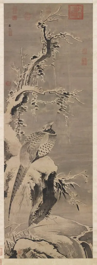 Wild Pheasant in the Cold of Snow
