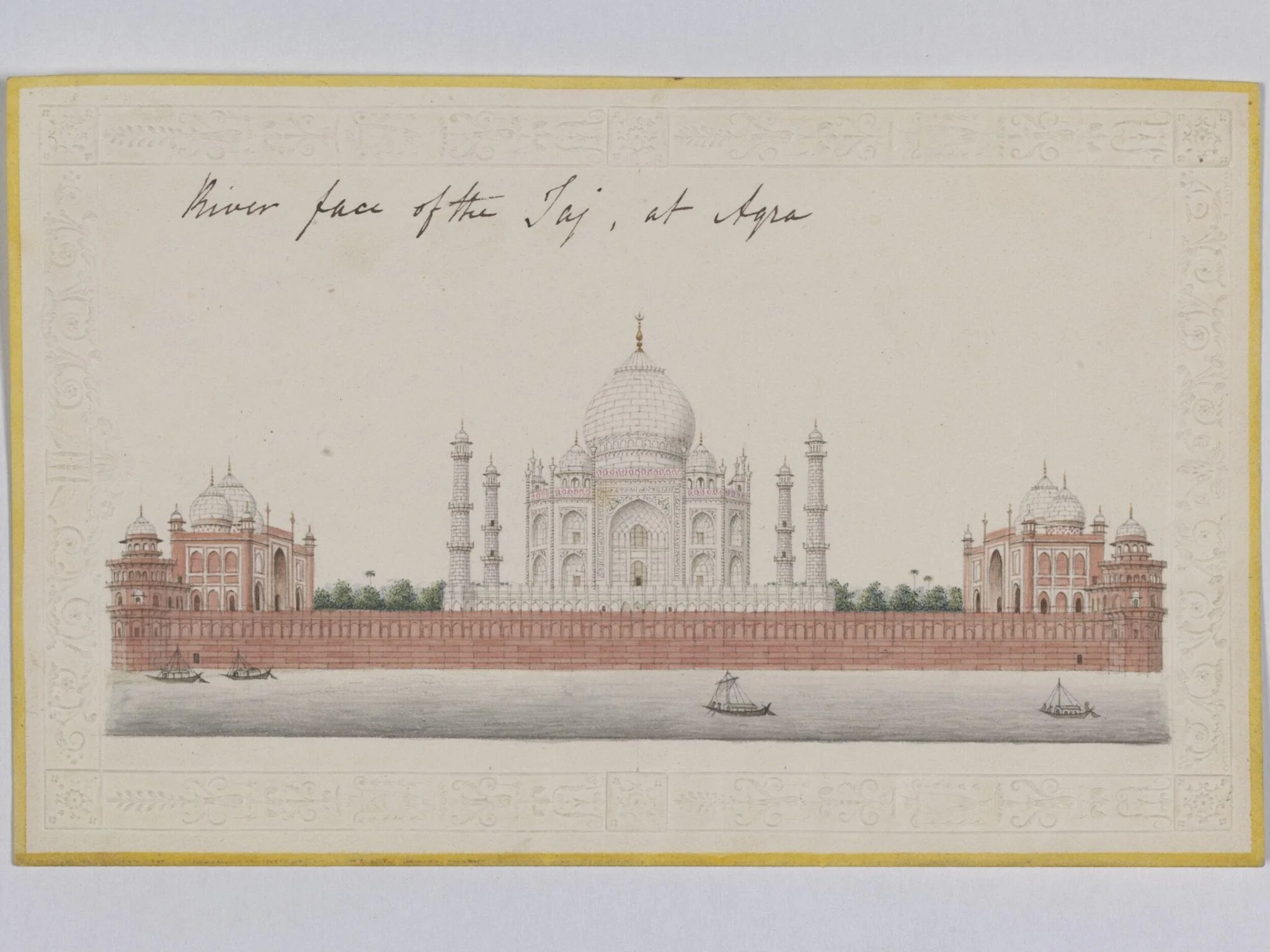 View of the Taj Mahal from across the Jumna river.