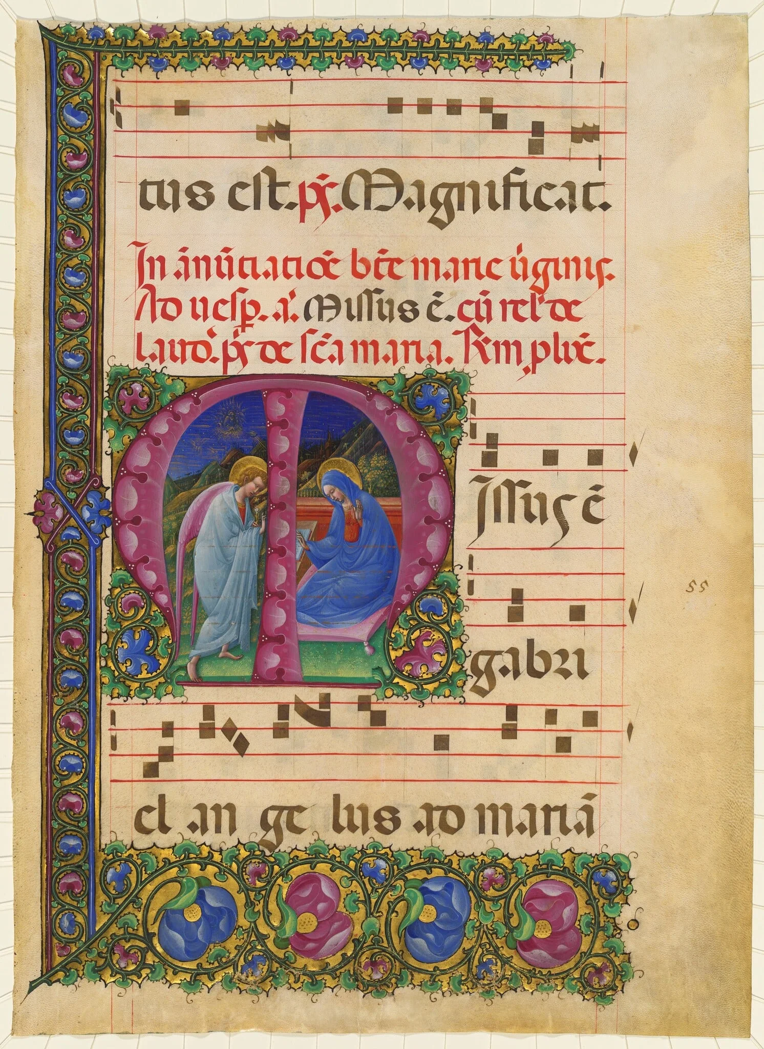 The Annunciation to the Virgin, by Belbello da Pavia, tempera, 1455