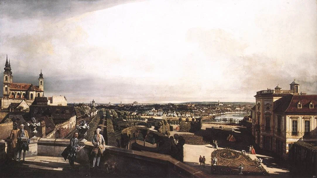 The Kaunitz Palace and Garden in Vienna, by Bernardo Bellotto, oil, 1759