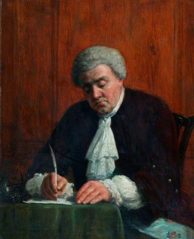 Very Important: A Man Writing at a Table, by William Henry Haines, oil, 1890