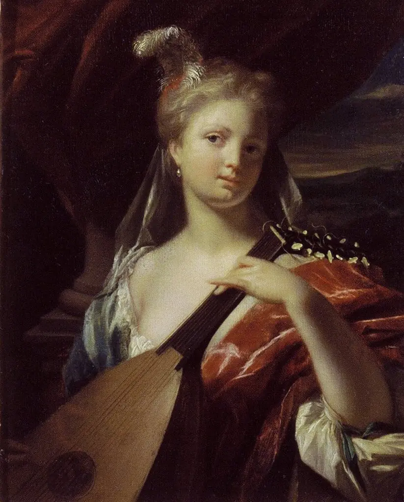 Woman Playing a Lute