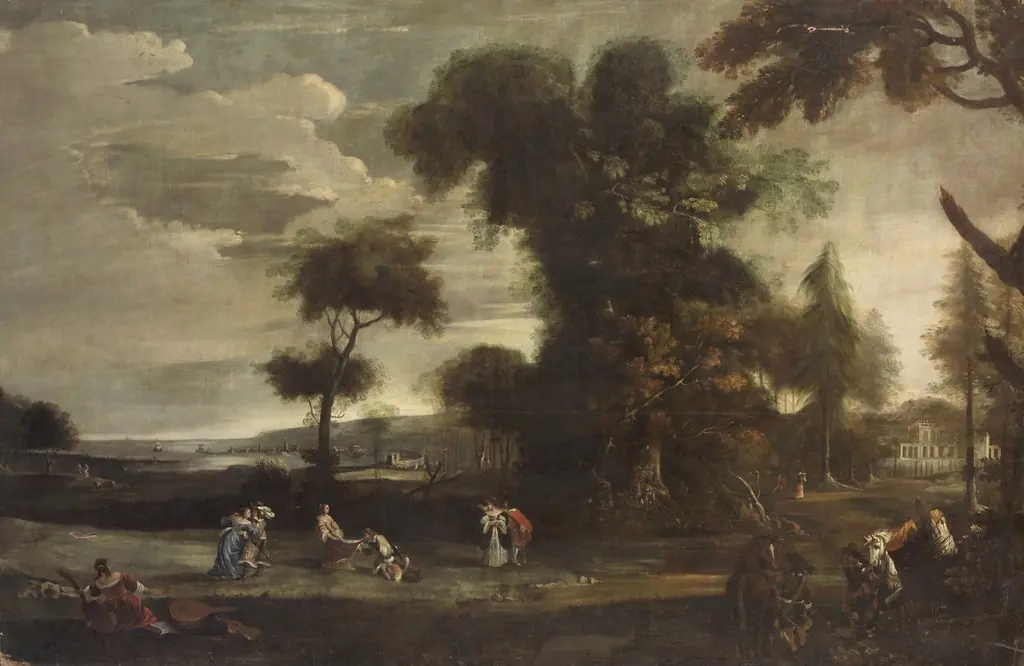 Landscape with love couple