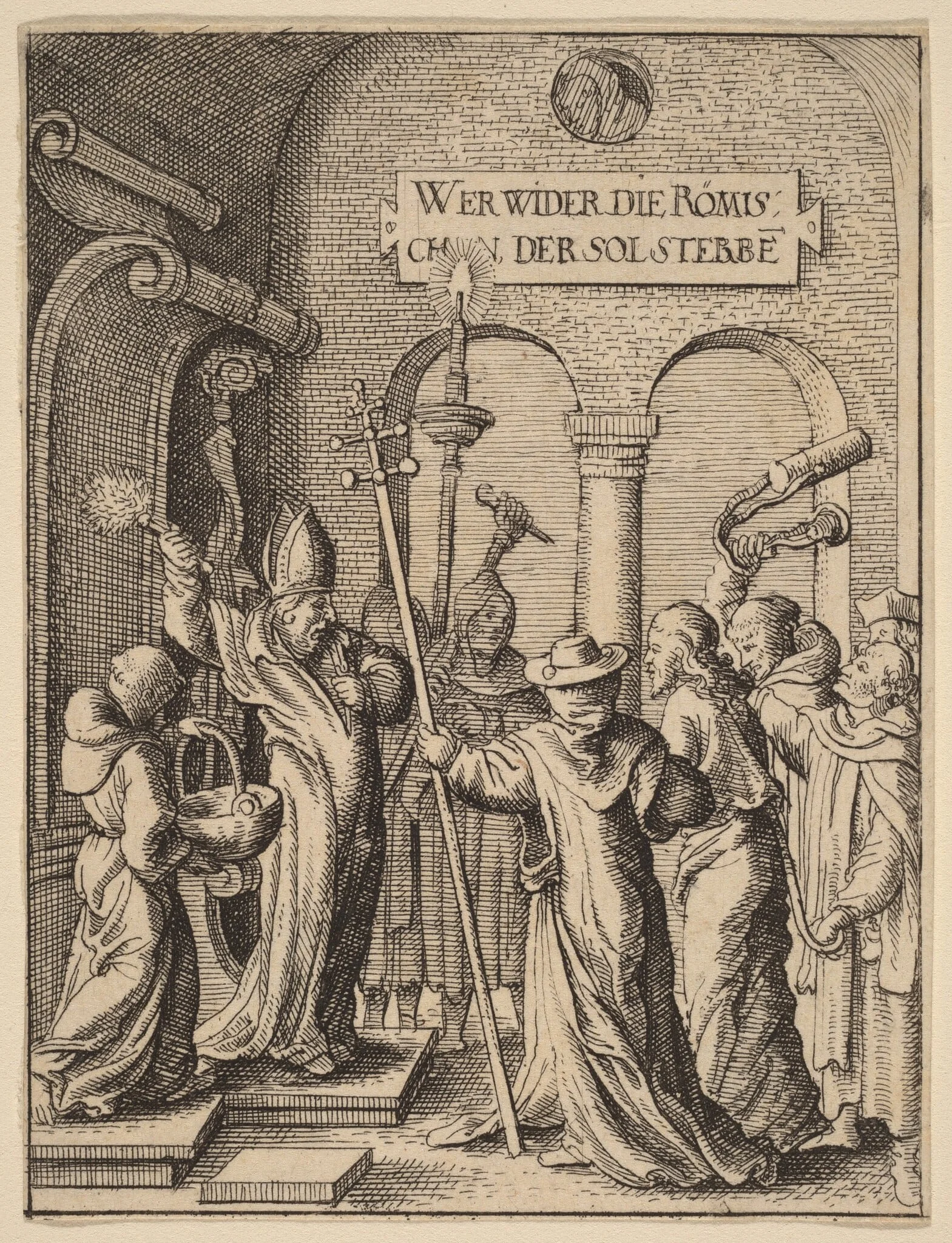 Jesus before Caiaphas, by Wenceslaus Hollar, ink, 1642