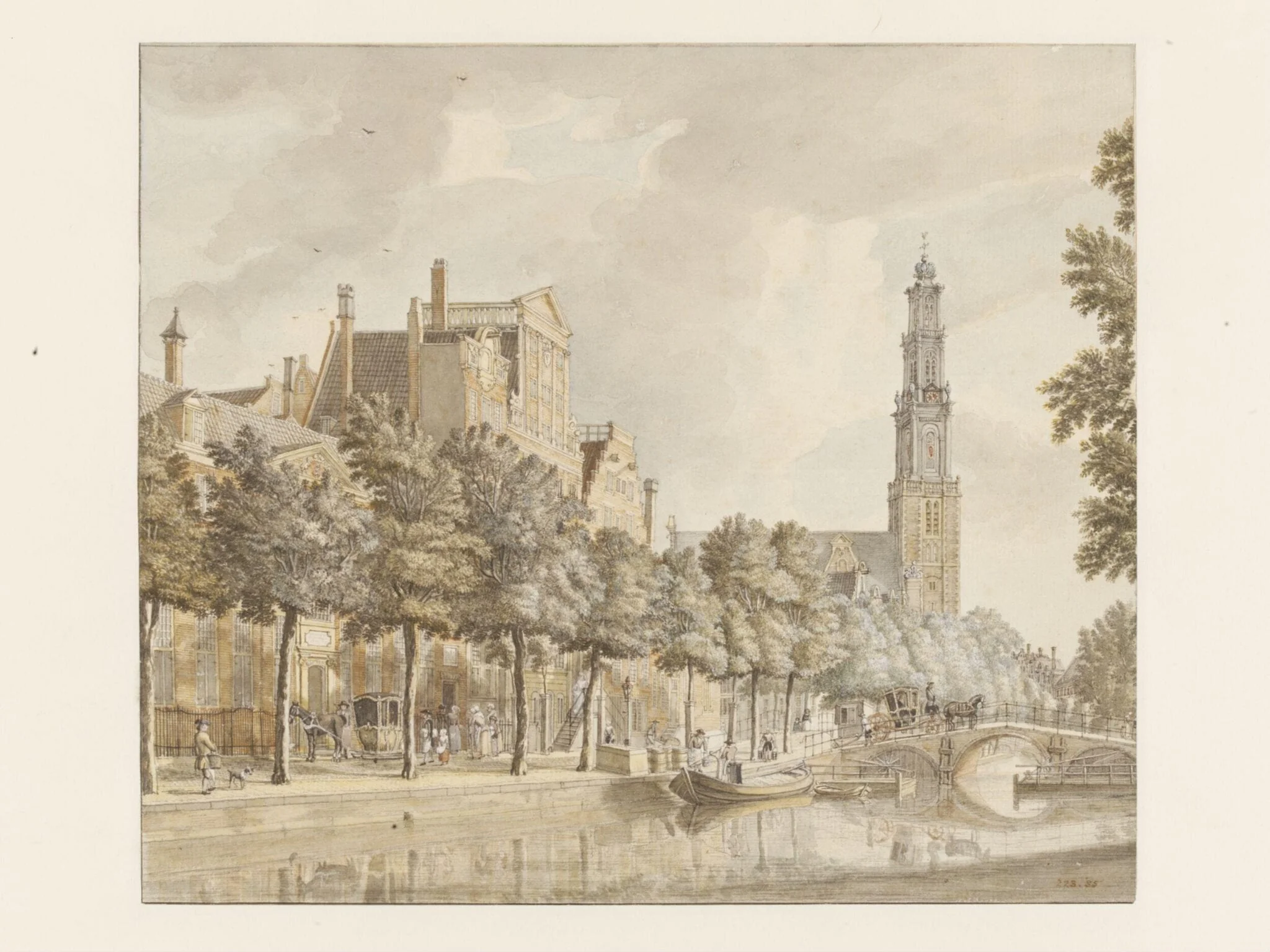 View in Amsterdam with Canal Houses and the Westerkerk on the Prinsengracht, by Abraham van Beijeren, watercolor, 1725