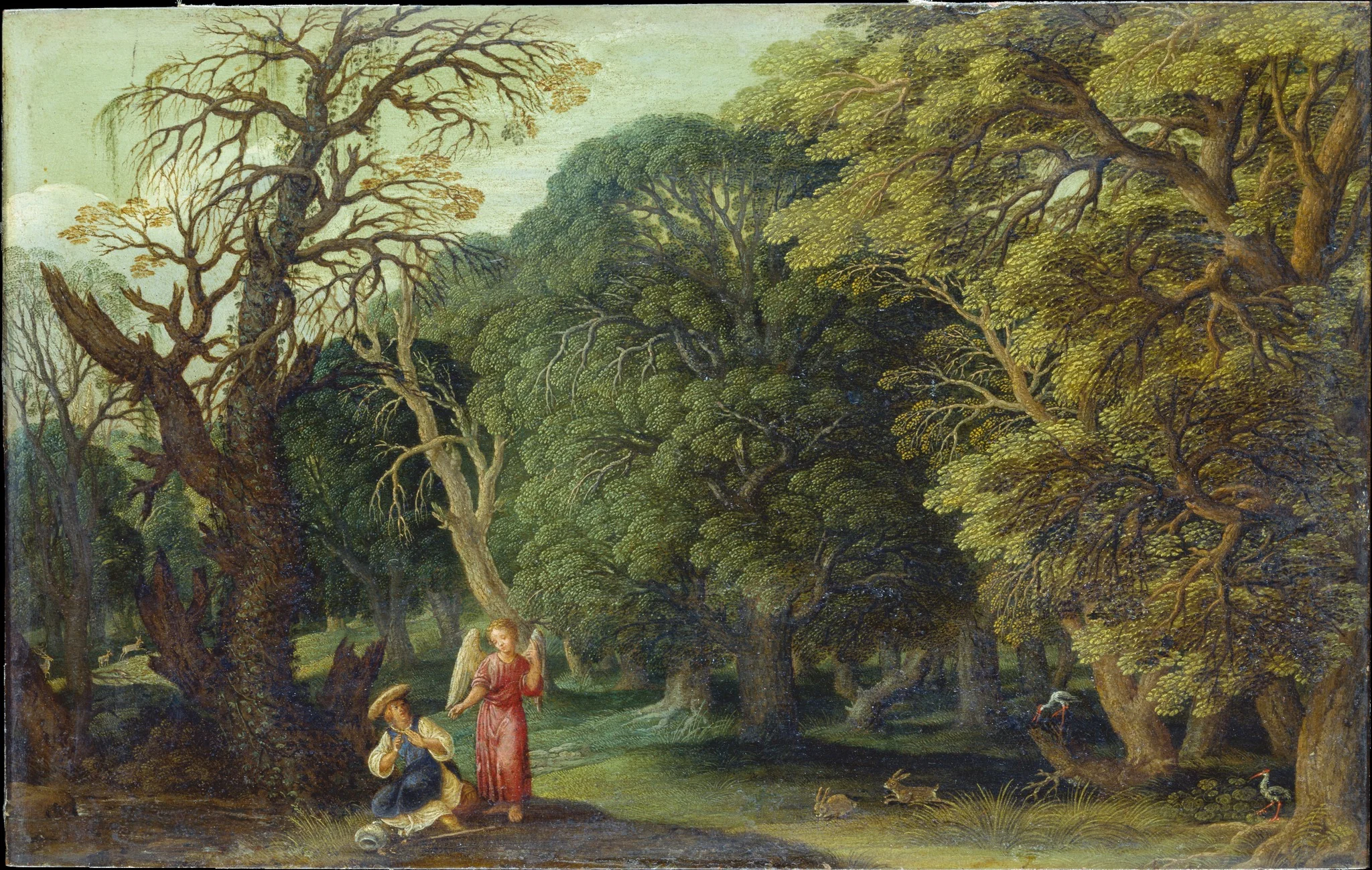 Hagar and the Angel in the Desert, by Johann König, oil, 1620