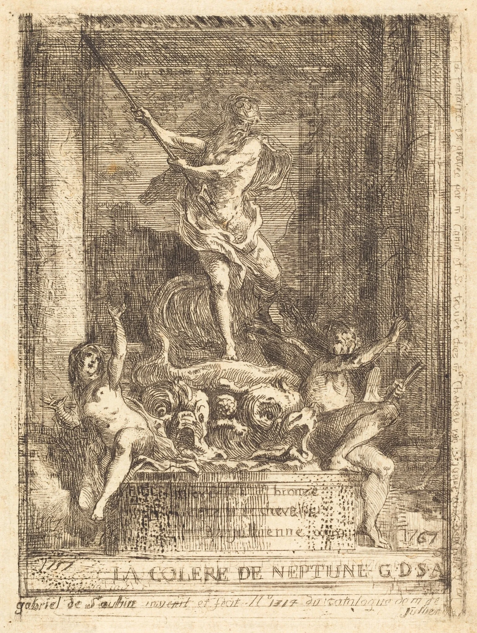 La Colère de Neptune (The Wrath of Neptune), by Gabriel de Saint-Aubin, ink, 1767