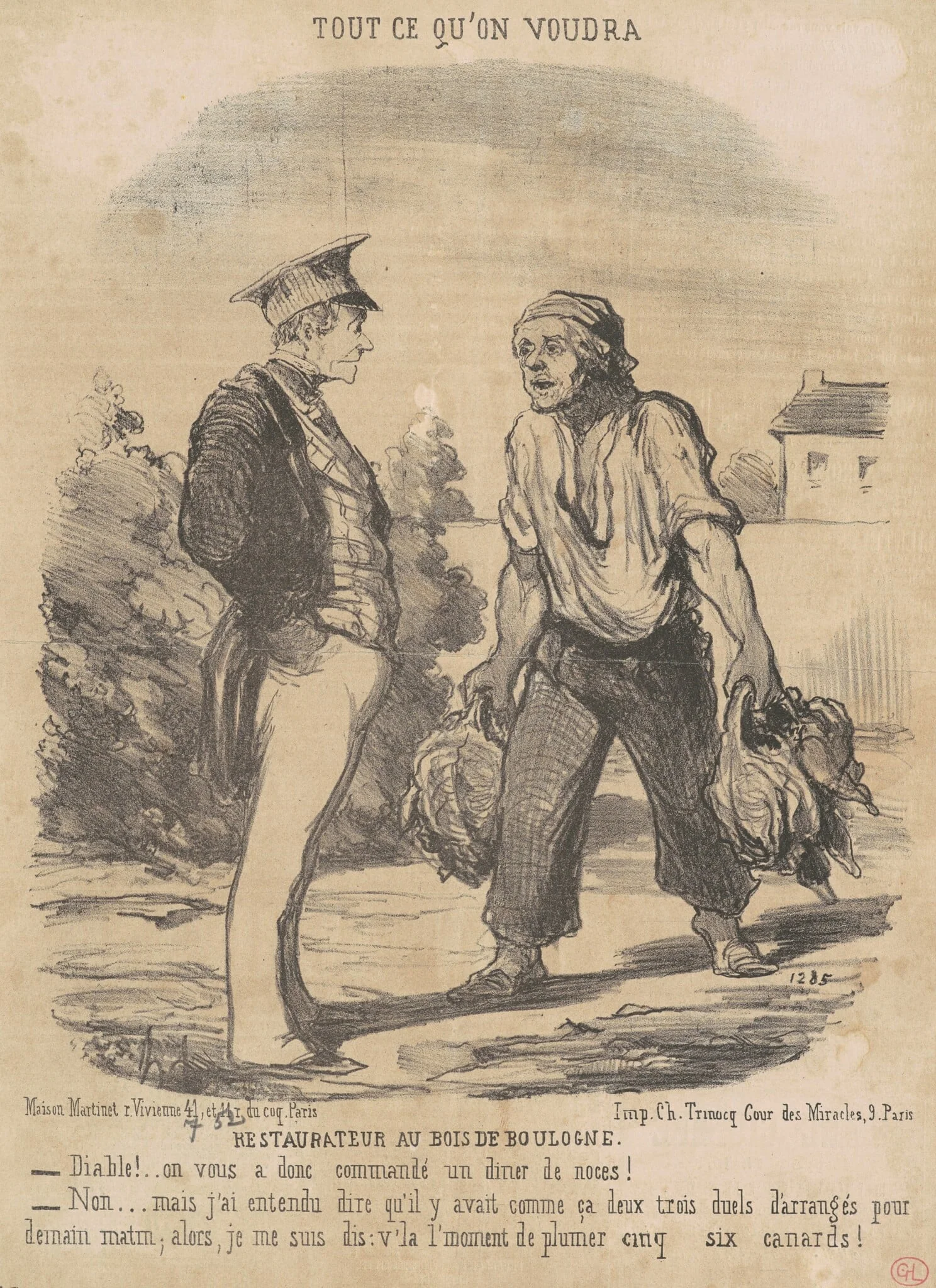 Restaurateur au Bois de Boulogne, by Honoré Daumier, ink, 1852