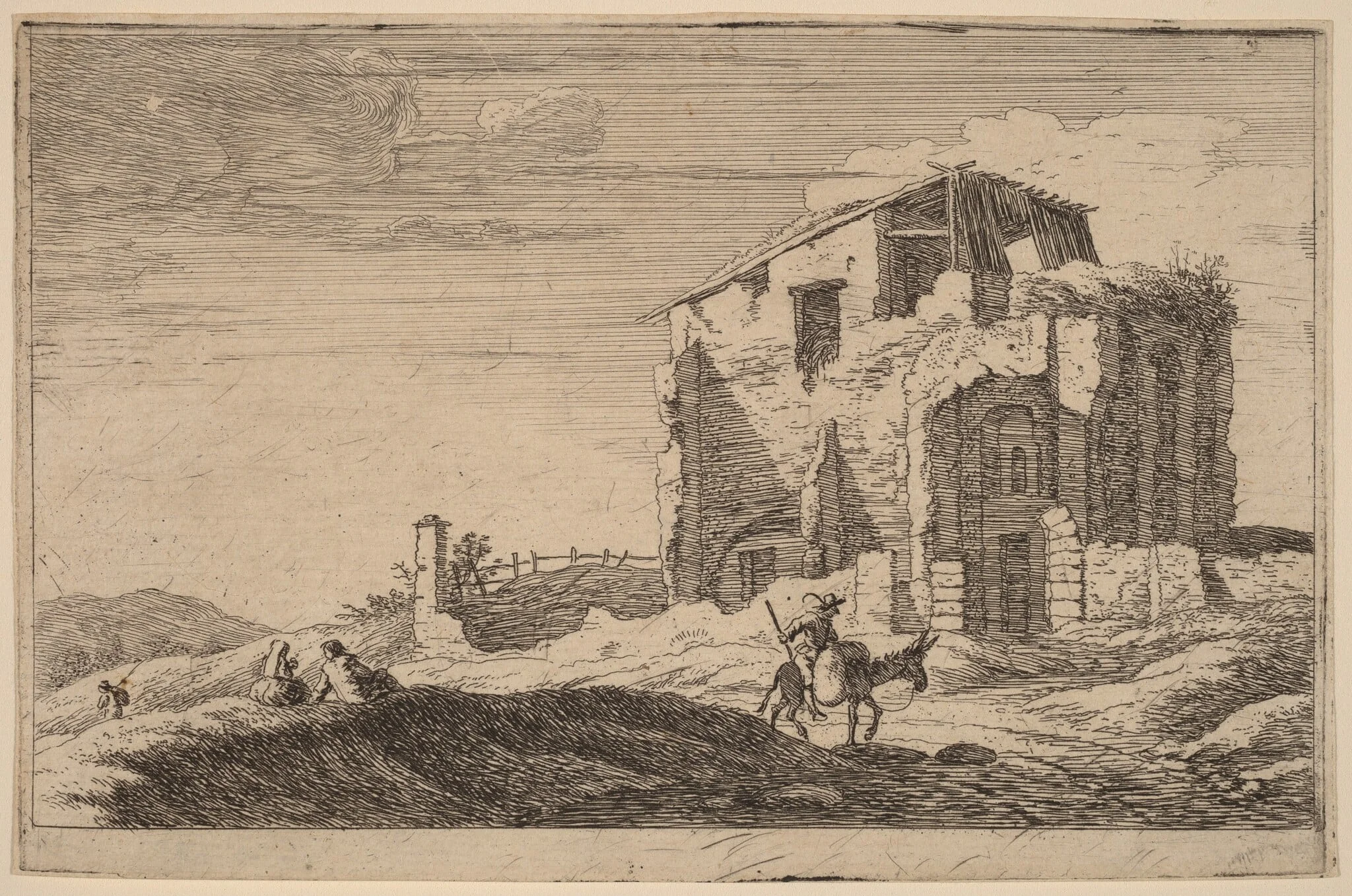 View of a Ruined Building, by Herman van Swanevelt, ink, 1628