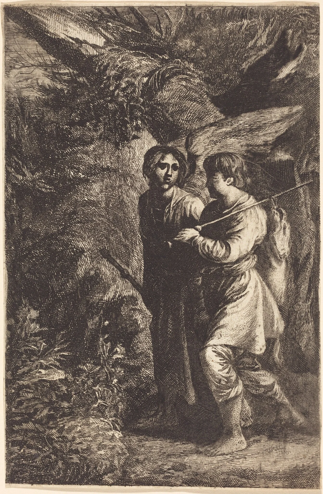 Tobias and the Angel, by Adam Elsheimer, ink, 1594