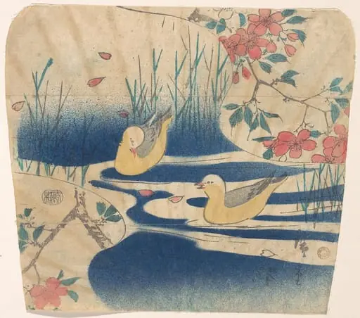 歌川広重画　桜花に都鳥|Hooded Gulls and Cherry Blossoms