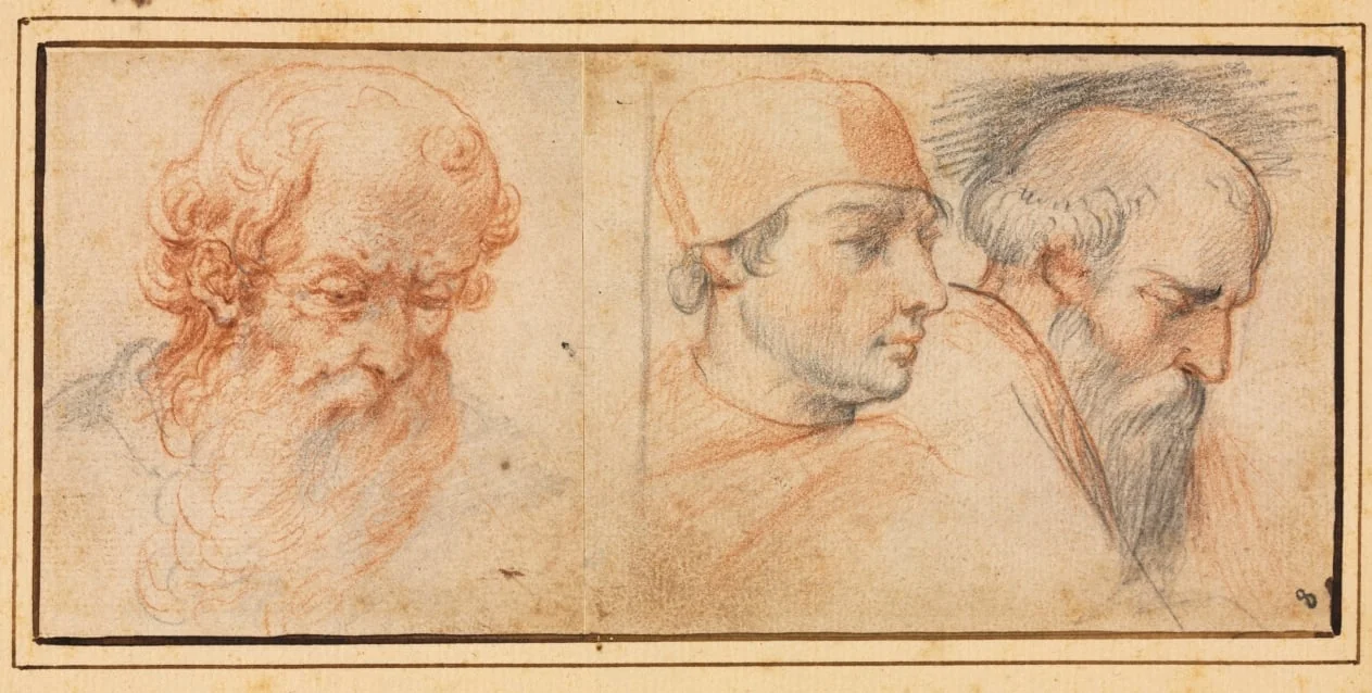Three Head Studies, by Unknown, 1604