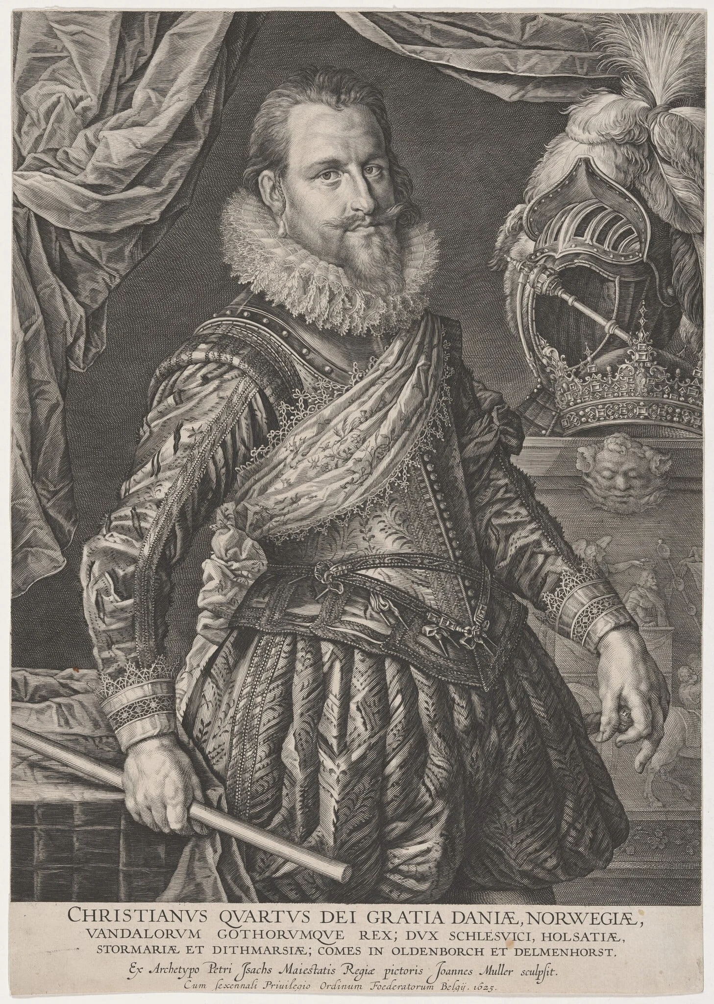 Christian IV of Denmark, by Jan Muller, ink, 1625