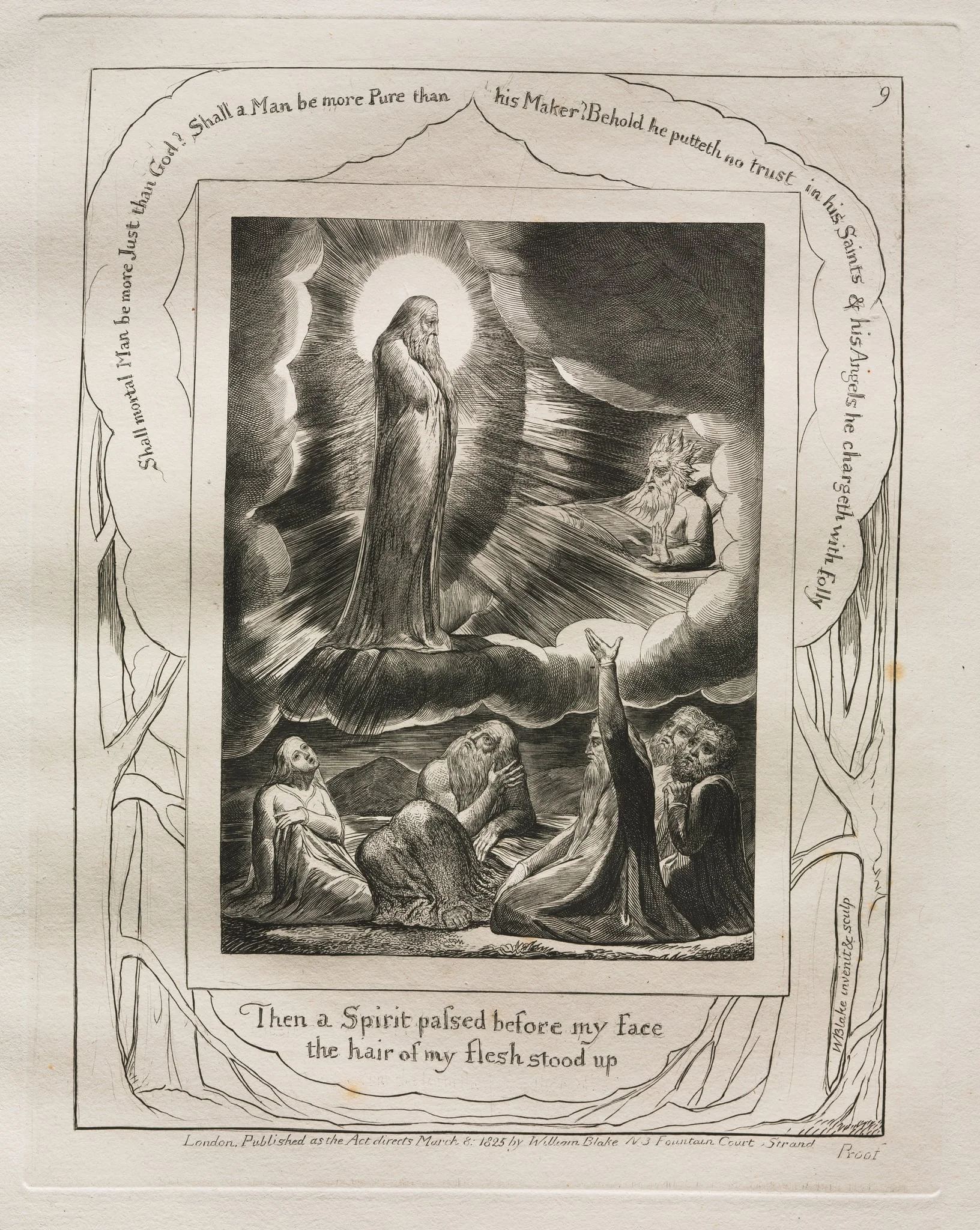 The Book of Job:  Pl. 9, Then a Spirit passed before my face, by William Blake, 1825