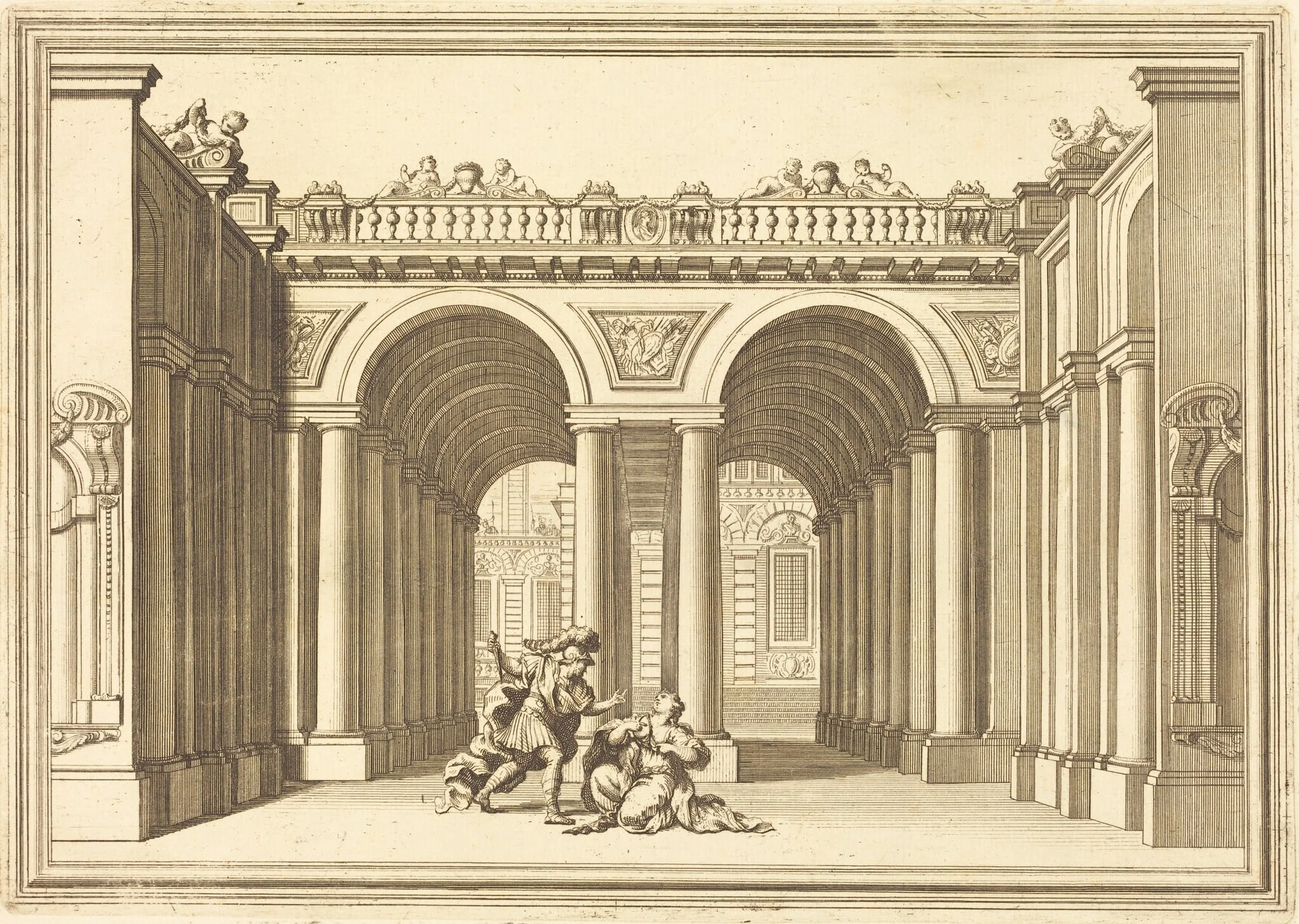 Il Greco in Troia: Plate 9, by Arnold von Westerhout, ink, 1688