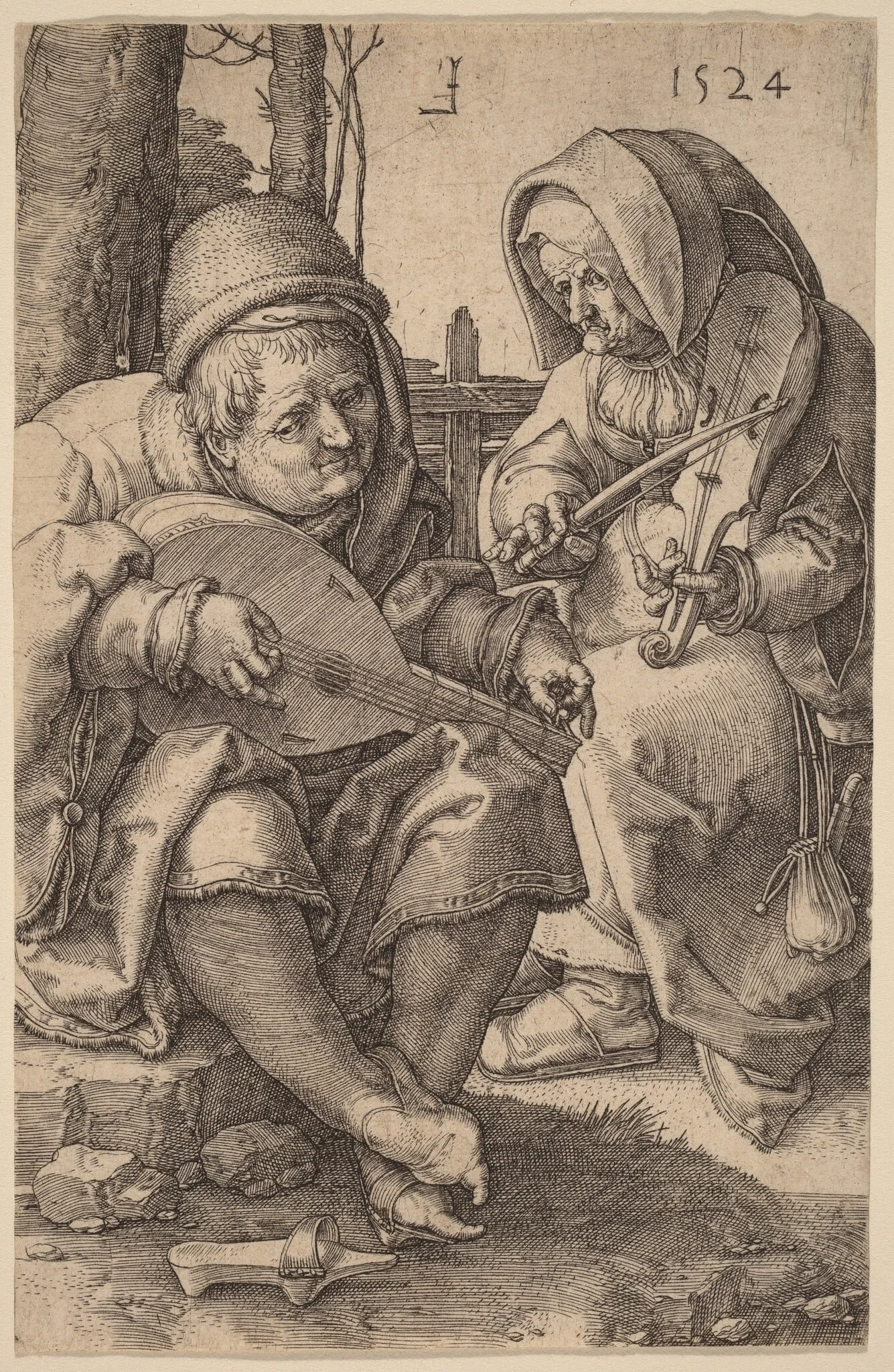 The Musicians, by Lucas van Leyden, ink, 1524