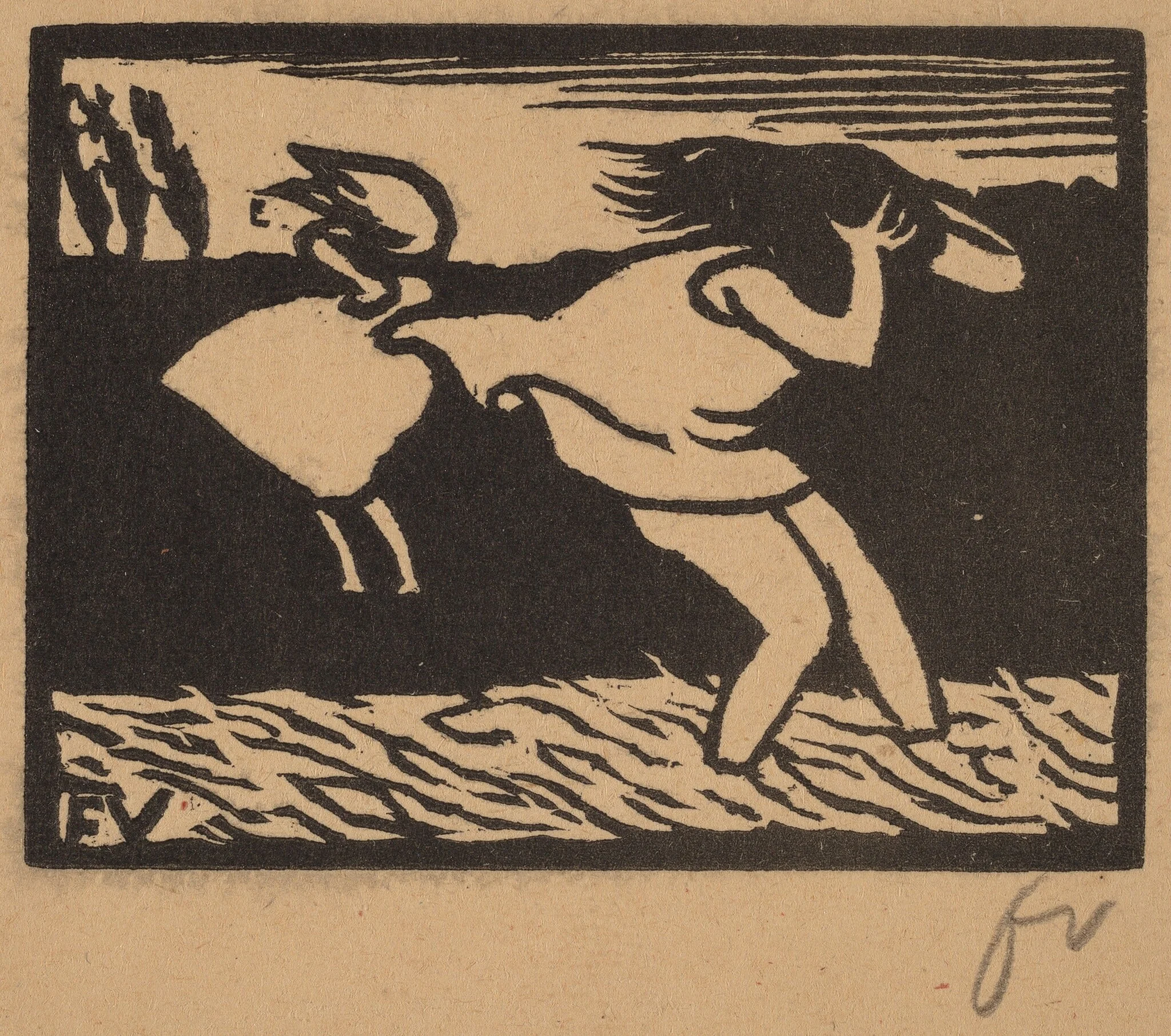Bathers Caught in a Storm (Les baigneuses surprises par l'orage), by Félix Vallotton, ink, 1893