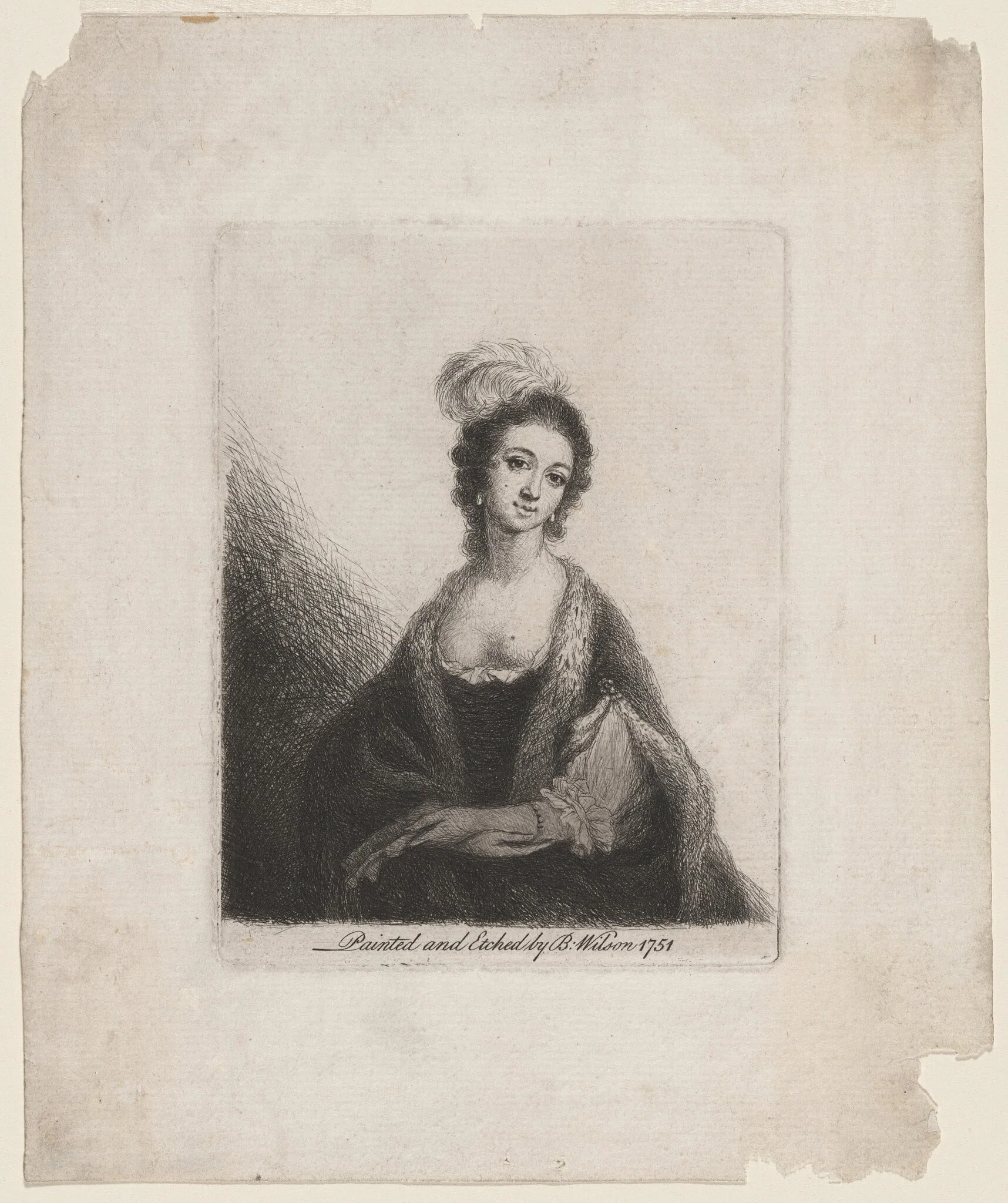 Maria, Countess of Coventry, by Benjamin Wilson, ink, 1751