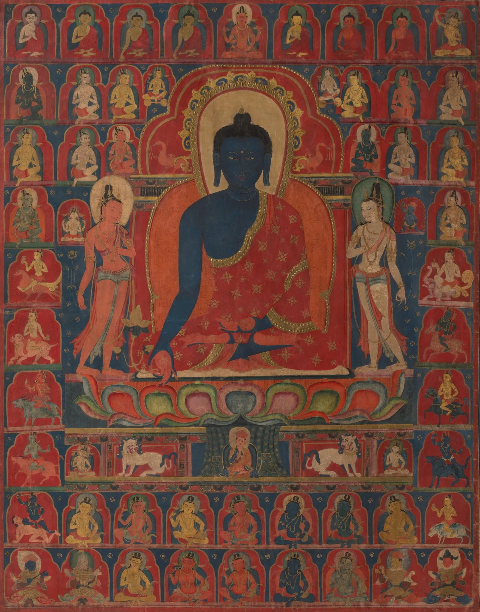 Painted Banner (Thangka) with the Medicine Buddha (Bhaishajyaguru)