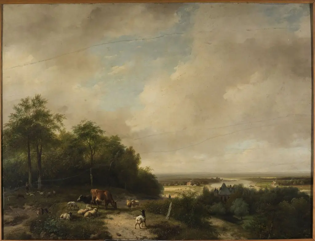 Landscape with a herd at the forest edge