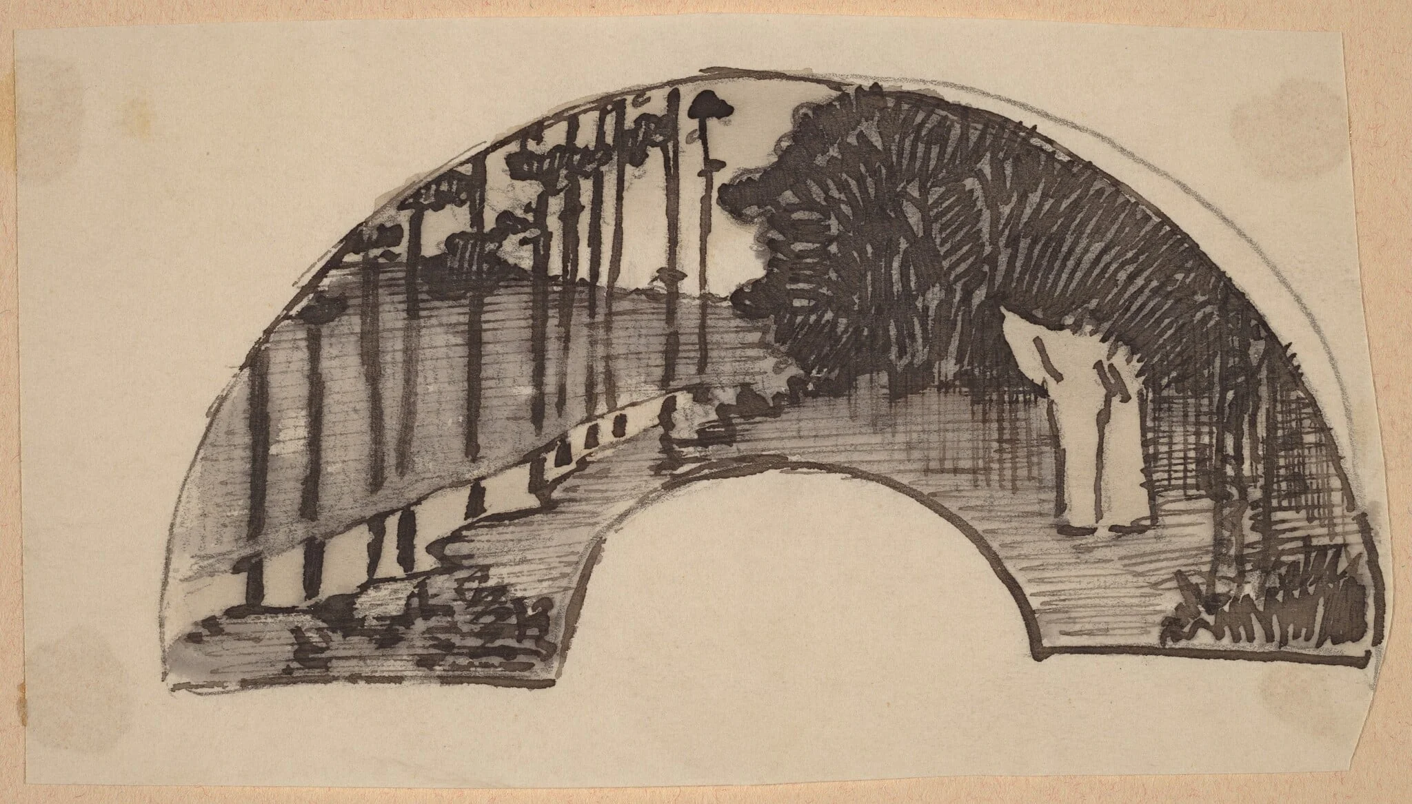 Study for an Archway, by Charles Sprague Pearce, ink, 1894