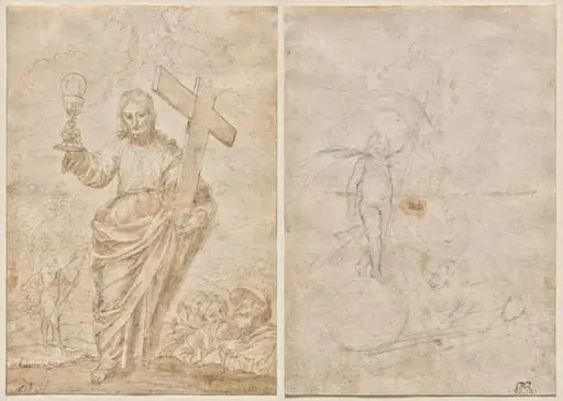 Christ Holding a Chalice and Cross (recto); Resurrected Christ and Lamb of God (verso)