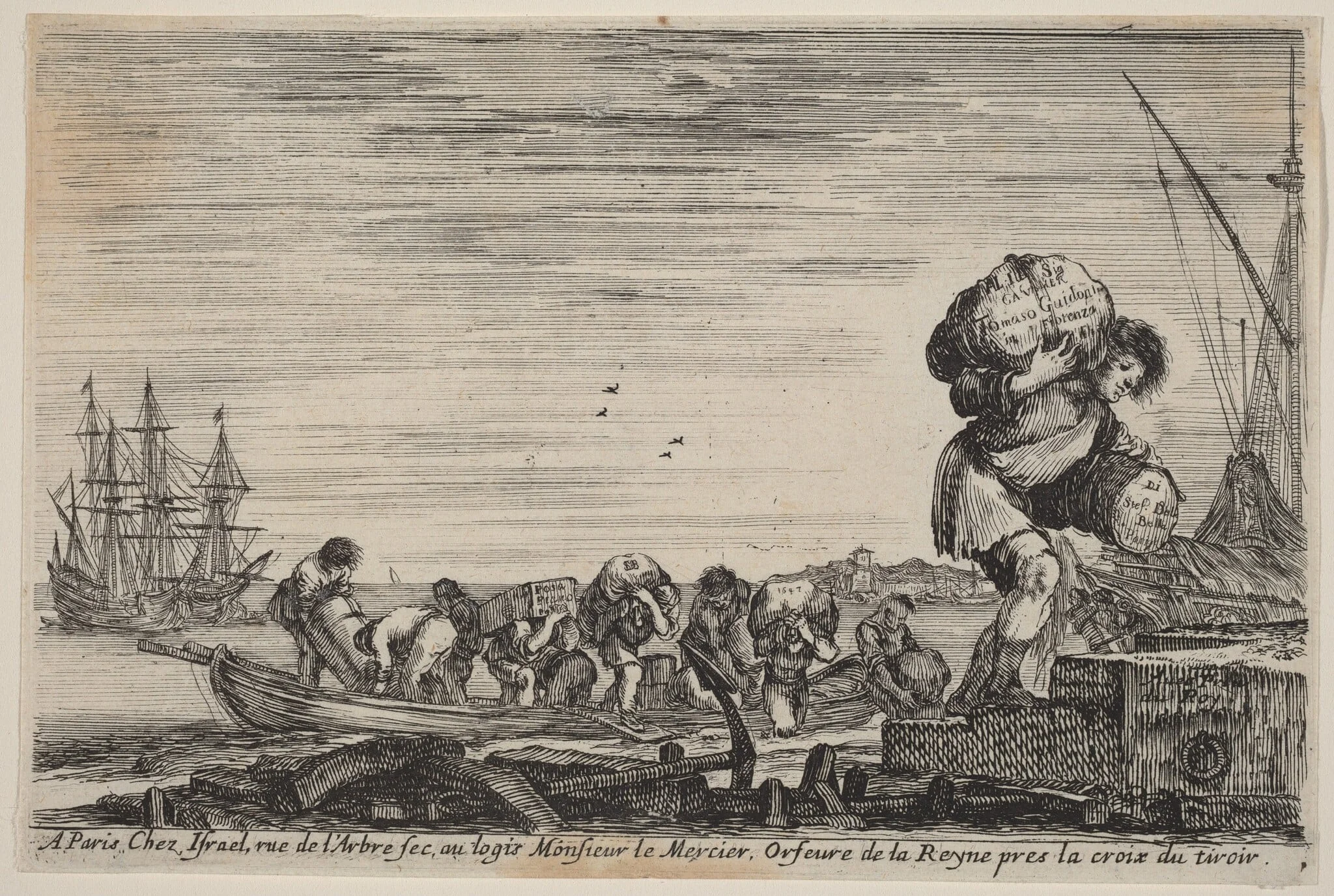 Title Page for "Views of the Ports of the Sea", by Stefano Della Bella, ink, 1647