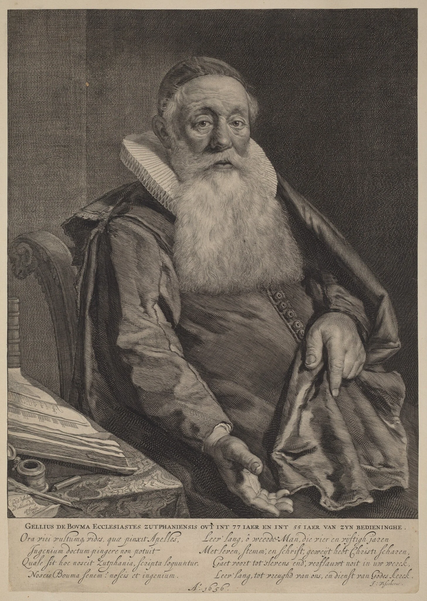 Gellius de Bouma, by Cornelis Visscher, ink, 1656