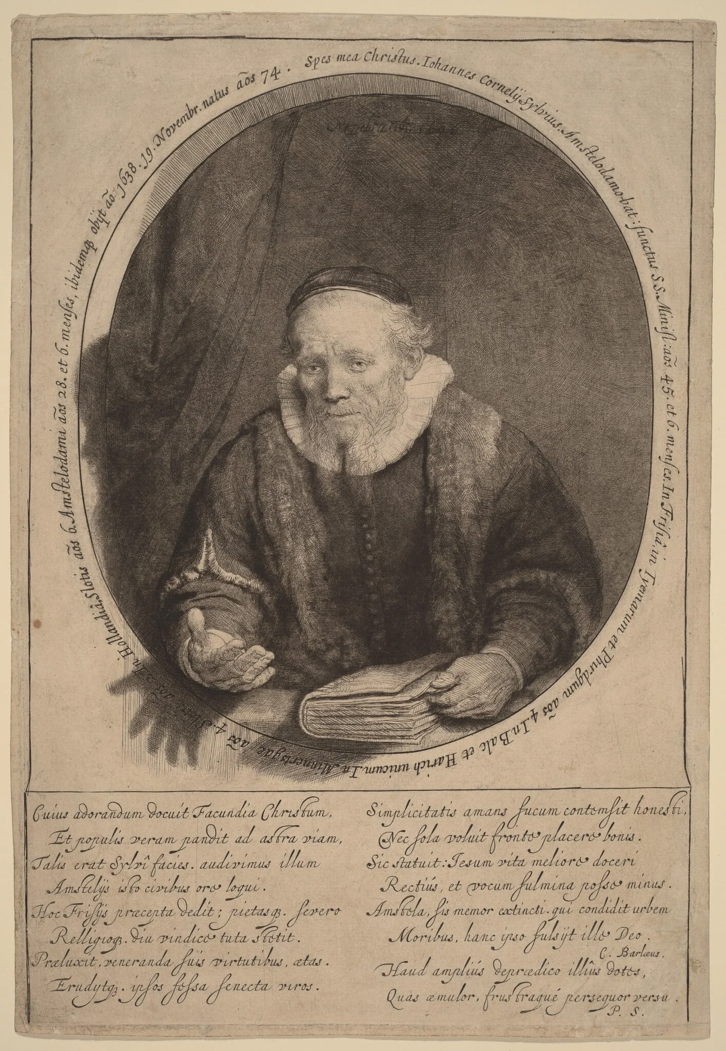 Jan Cornelisz. Sylvius, by Rembrandt, ink, 1646