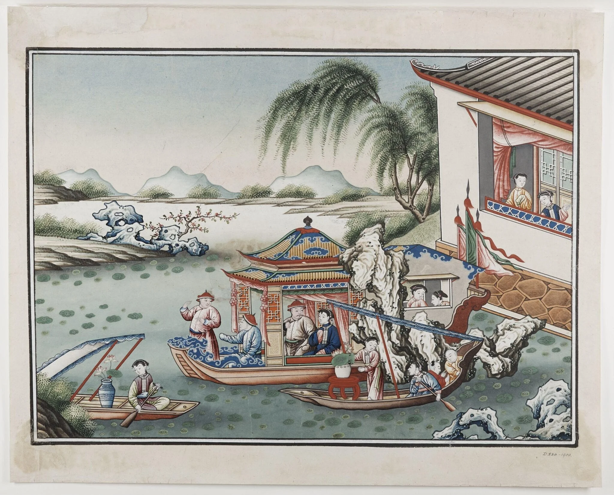 Outing on a Lake, by Unknown, paint, 1850