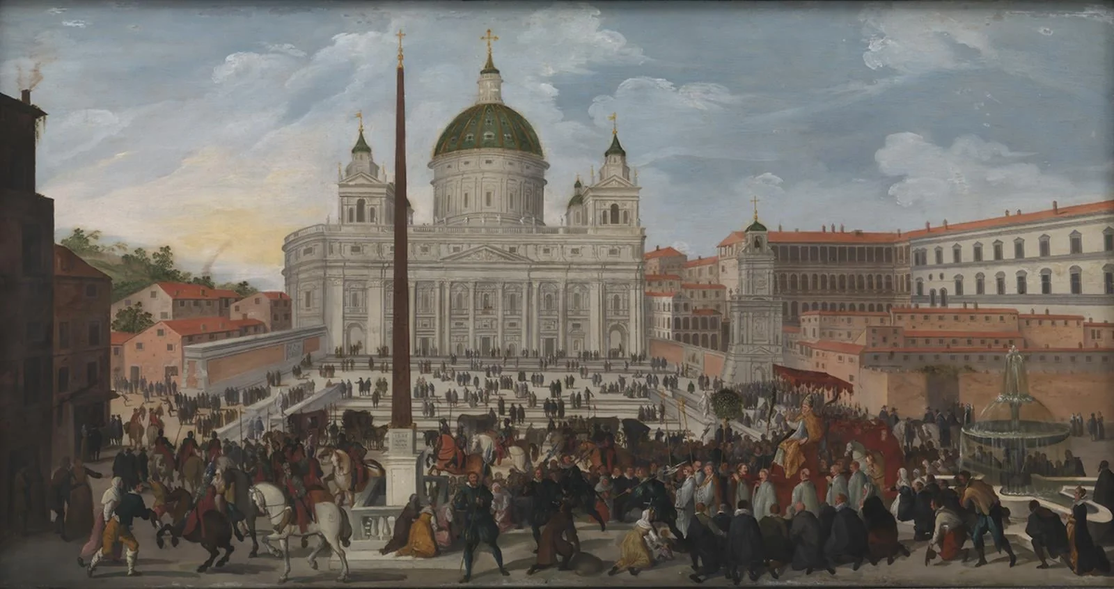 A Papal Procession in Piazza San Pietro in Rome, by Unknown, 1628