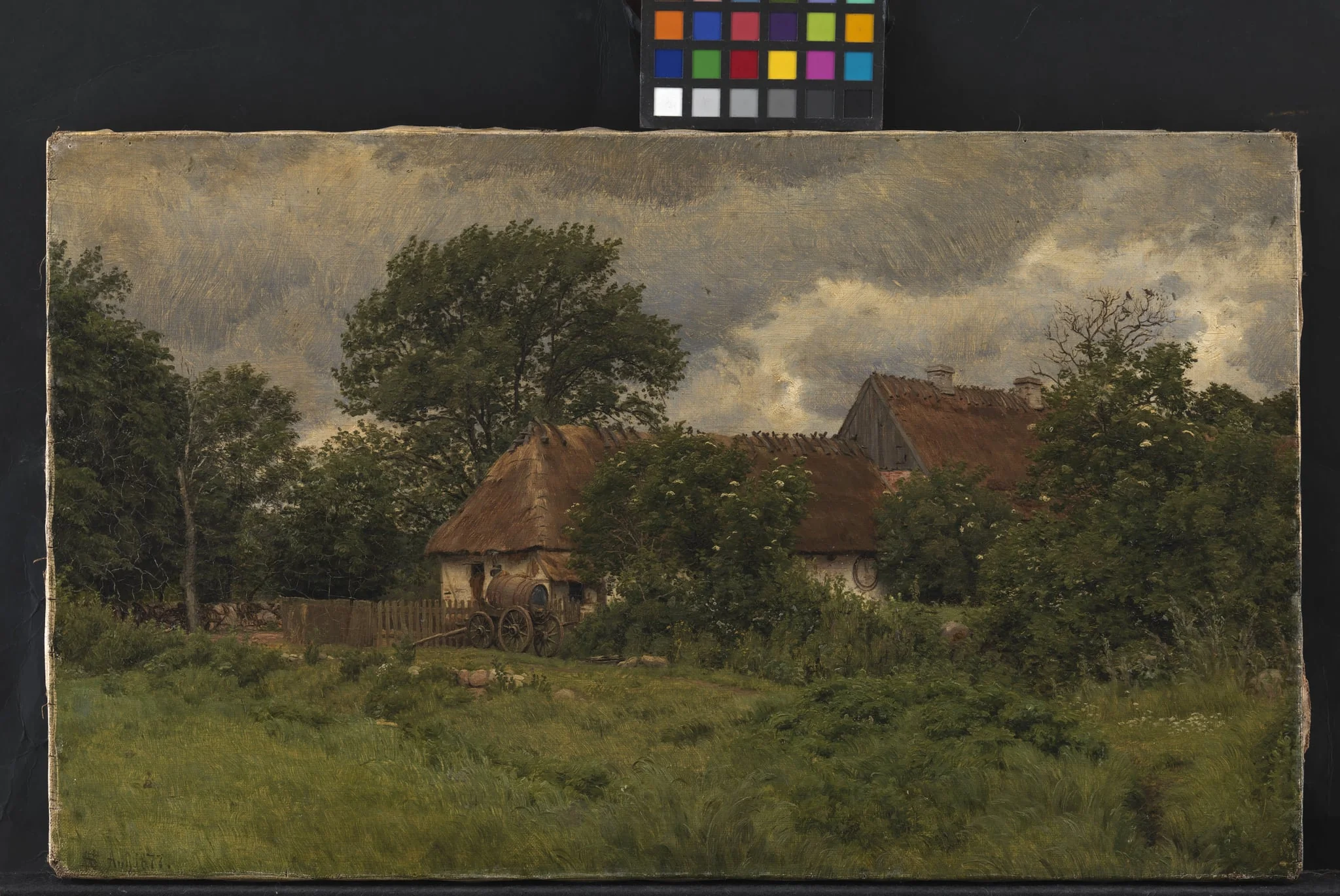 Gamle udbygninger ved en herregård, by Unknown, 1877