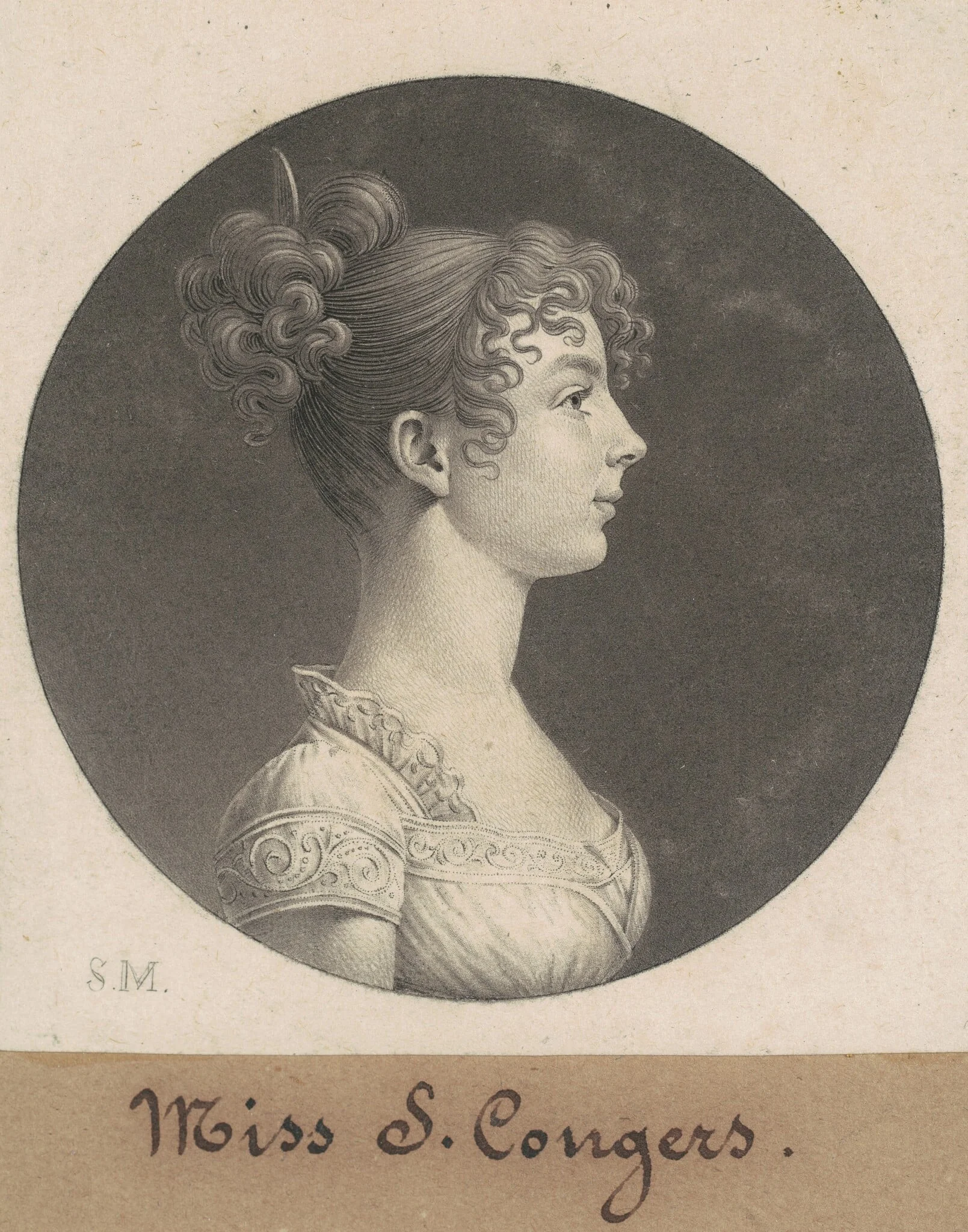 Sarah C. Conyers, by Charles Balthazar Julien Févret de Saint-Mémin, ink, 1808